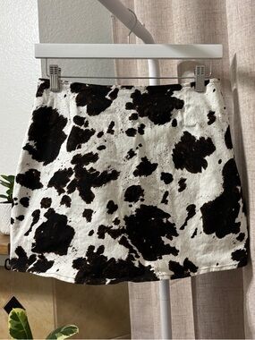 Motel Rocks Brown & White Cow Print Skirt
